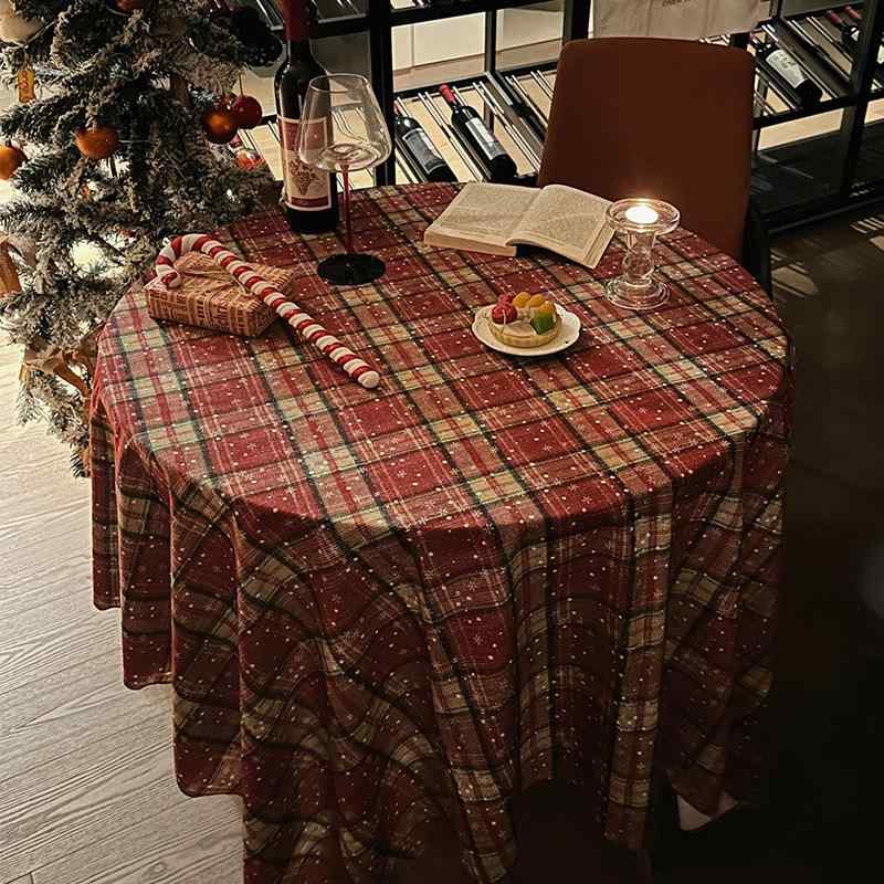 テーブルクロス クリスマス おしゃれ 布 ポリエステル チェック 雪の結晶 グリーン レッド ピンク 防塵 傷防止 食卓カバー ダイニング リビング 普段使い インテリア お正月 春節 イベント パーティー 写真撮影 デコレーション