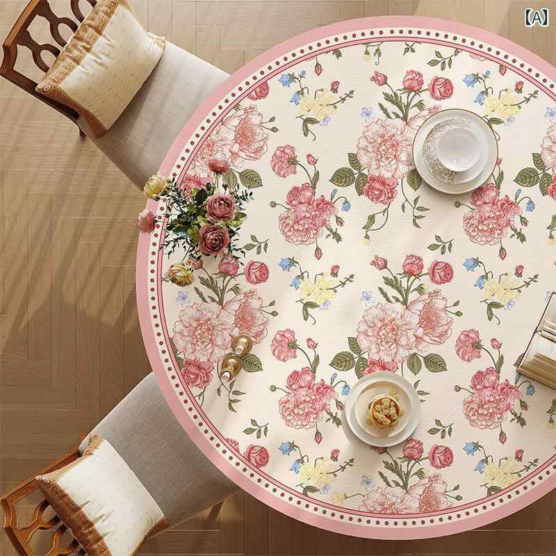 テーブルクロス おしゃれ PVC レザー 花 蝶 植物 ピンク ブルー グリーン 円形 防水 防油 耐熱 お手入れ簡単 傷防止 柔らかい 洗える 食卓マット ダイニング リビング 普段使い デコレーション レトロ アメリカン カントリー