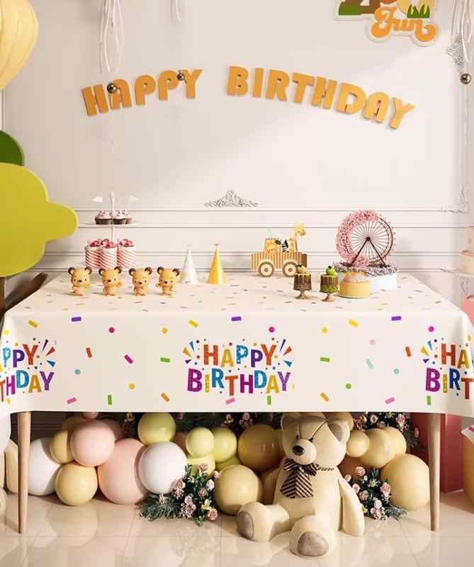 テーブルクロス かわいい ベビー キッズ 男の子 女の子 誕生日 PVC ビニール ピンク カラフル 星 ハー..