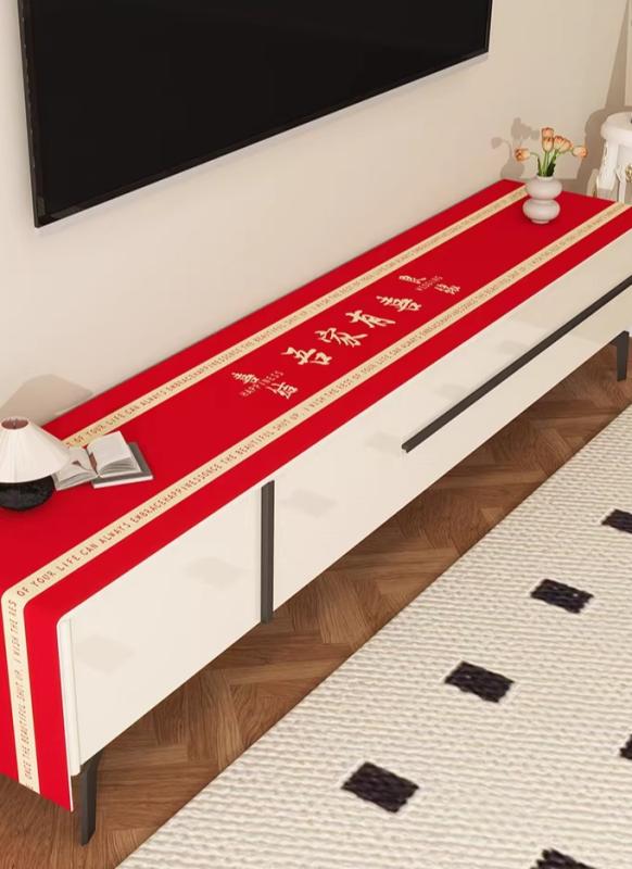 テーブルランナー おしゃれ 布 綿麻 赤 中国風 双喜紋 花 龍 鳳凰 ハート 縁起物 防水 防塵 食卓カバー ダイニング リビング テレビ台 サイドボード 結婚式 披露宴 慶事 お祝い イベント パーティー 装飾 華やか