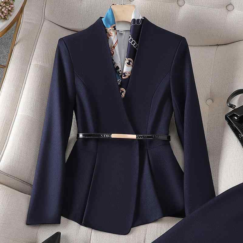 Other - セットアップ レディース テーラードジャケット 低身長 スカート パンツ 切り替え 事務服 通勤 普段使い オフィス フォーマル 高級感 伸縮性 ポリエステル アプリコット 紺 秋冬 長袖 ゆったり 大きいサイズ 無地 40代