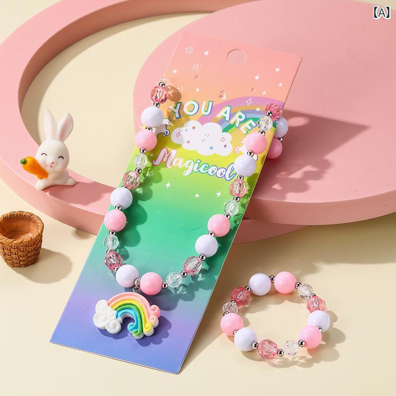 ネックレス キッズ 子供 女の子 男の子 ブレスレット アクセサリー 春夏 虹 レイン...