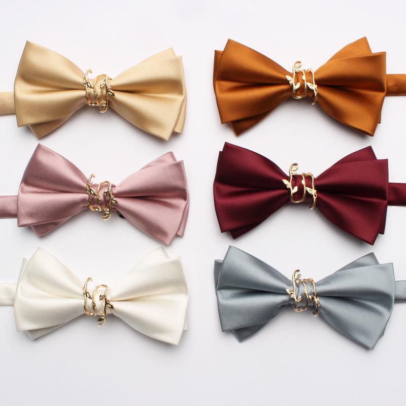 蝶ネクタイ メンズ レディース 無地 ソリッドカラー ジャガード織り 光沢 高級感 金属バックル ワンタッチ 装着簡単 ポリエステル 結婚式 披露宴 パーティー 春夏 紳士 礼服 スクエア 調整可能 アジャスター付