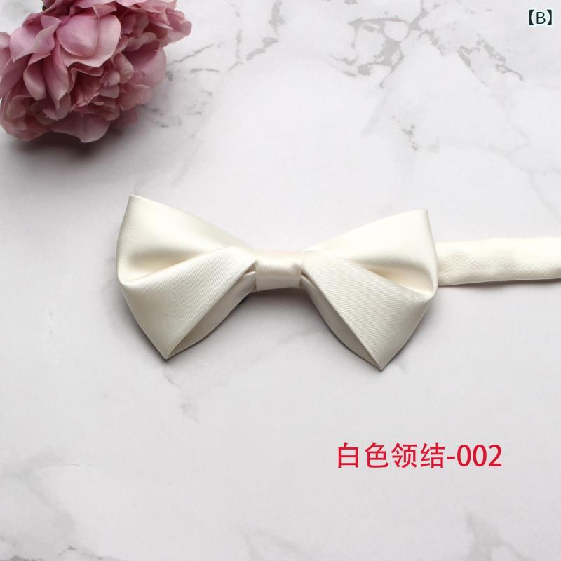 蝶ネクタイ メンズ レディース 紳士 婦人 礼装 無地 シンプル 結婚式 二次会 パーティー フォーマル カジュアル ポリエステル スクエア サテン 光沢 高級感 ツヤ 上品 アイボリー ホワイト ブラック 春夏 3