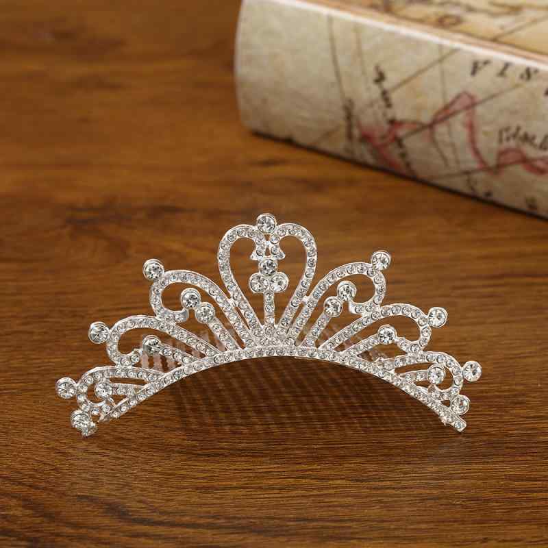 ヘアアクセサリー キッズ 女の子 ヘアコーム 髪飾り ヘッドドレス ラインストーン シルバー ティアラ 王冠 韓国 かわいい お団子ヘア 結婚式 発表会 入園式 電気メッキ加工 合金 高級感 華やか プリンセス 春夏