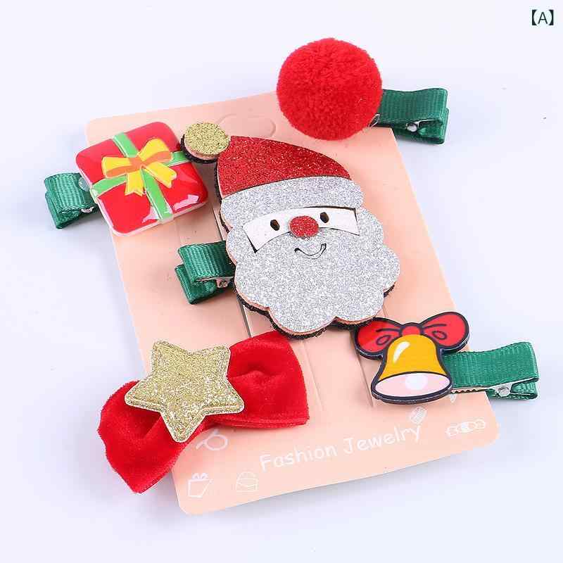 ヘアアクセサリー キッズ 女の子 ベビー ヘアクリップ クリスマス 髪飾り 髪留め 布製 ハンドメイド かわいい 秋冬 イベント パーティ お出かけ レッド サンタクロース クリスマスツリー 星 リボン 雑貨 小物 おしゃれ