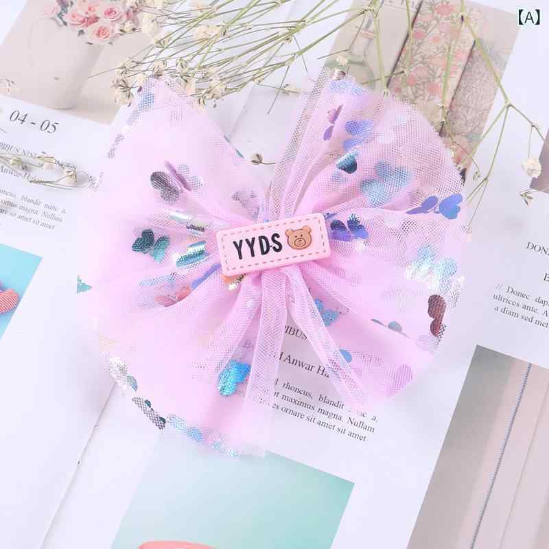 ヘアクリップ 女の子 キッズ 子供 髪留め アクセサリー ヘッドドレス リボン チュール スパンコール ハンドメイド 春夏 発表会 七五三 浴衣 かわいい おしゃれ 華やか 布製 普段使い ピンク ブルー レッド