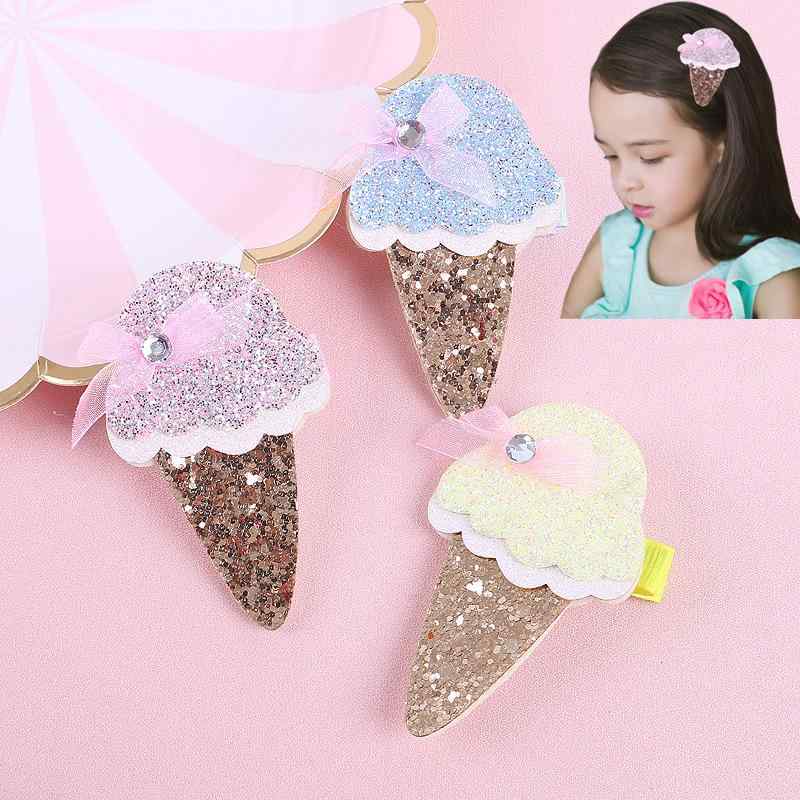 ヘアクリップ キッズ ベビー 女の子 子供 ガールズ 髪飾り アクセサリー アイスクリーム かわいい フルーツ 柔らかい 布製 ハンドメイド 春夏 普段使い お出かけ 発表会 プリンセス パステル ピンク イエロー ブルー 欧米風 ファッシ