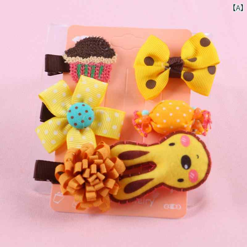 ヘアアクセサリー 女の子 キッズ ベビー 髪飾り ヘアクリップ ヘアピン パッチン留め 布製 カートゥーン キャラクター かわいい ハンドメイド 黄 赤 ピンク 春夏 普段使い 通園 お出かけ