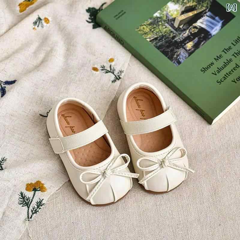 Formal Shoes - フォーマルシューズ 女の子 ベビー キッズ パンプス リボン プリンセス 1-3歳 春秋 発表会 結婚式 七五三 かわいい 合成革 柔らかい 面ファスナー 滑り止め 軽量 アイボリー シルバー 11.5-15.5cm