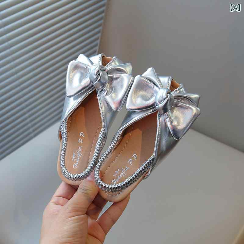 サンダル 女の子 キッズ 春夏 シューズ 合皮 面ファスナー ベルクロ リボン 蝶結び オープントゥ 韓国 ..