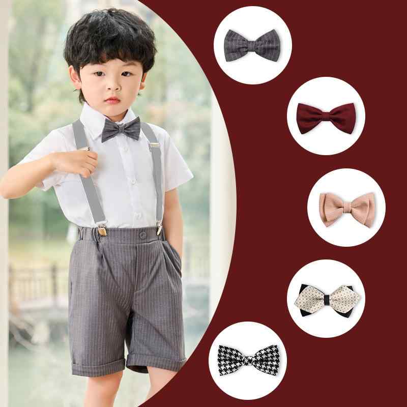Top & Bottom Sets - 蝶ネクタイ 男の子 女の子 子供 英国風 フォーマル 蝶結び リボン 結婚式 発表会 七五三 合成革 フェイクレザー ポリエステル ストライプ柄 チェック柄 ブラック ワインレッド ネイビー 高級感 おしゃれ かわいい 上品