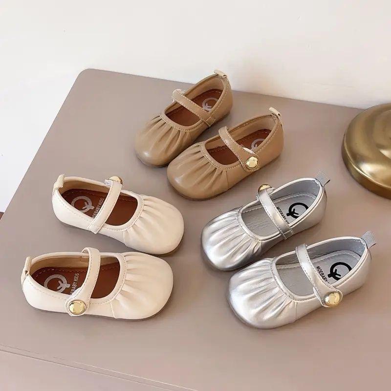 Formal Shoes - パンプス ベビー 女の子 子供靴 フラット オールシーズン プリンセス フォーマル 発表会 結婚式 卒園式 高級感 かわいい 柔らかい 面ファスナー リボン エナメル シルバー ベージュ カーキ 履きやすい