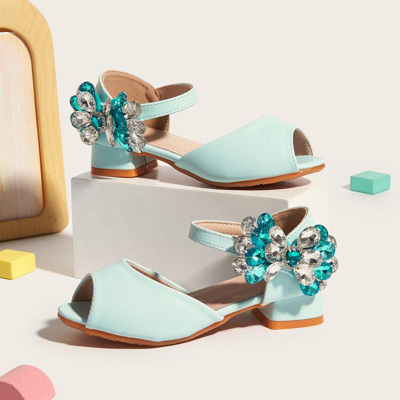 サンダル 女の子 プリンセスシューズ フォーマル靴 ラインストーン 蝶結び ハイヒール オープントゥ 春..