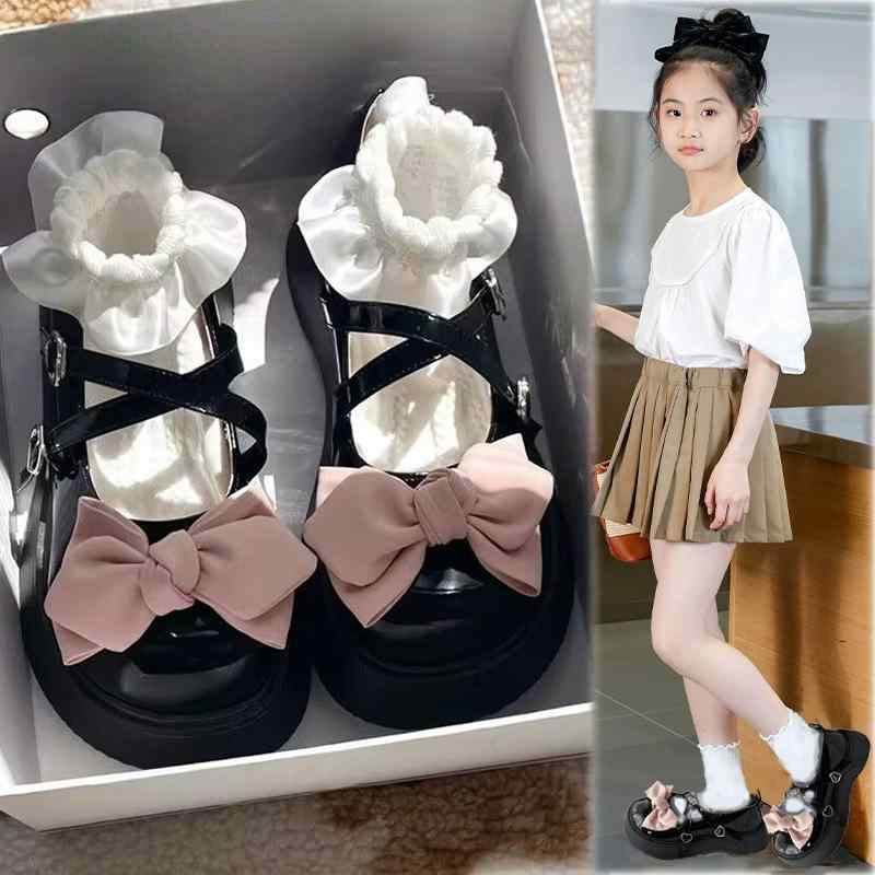 フォーマル靴 女の子 厚底 メリージェーン リボン ローファー キッズ用 子供用 ロリータ ラウンドトゥ ..