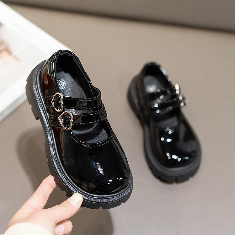 フォーマルシューズ 女の子 キッズ ローファー パンプス 柔らかい 屈曲性 黒 面ファスナー ベルクロ ス..