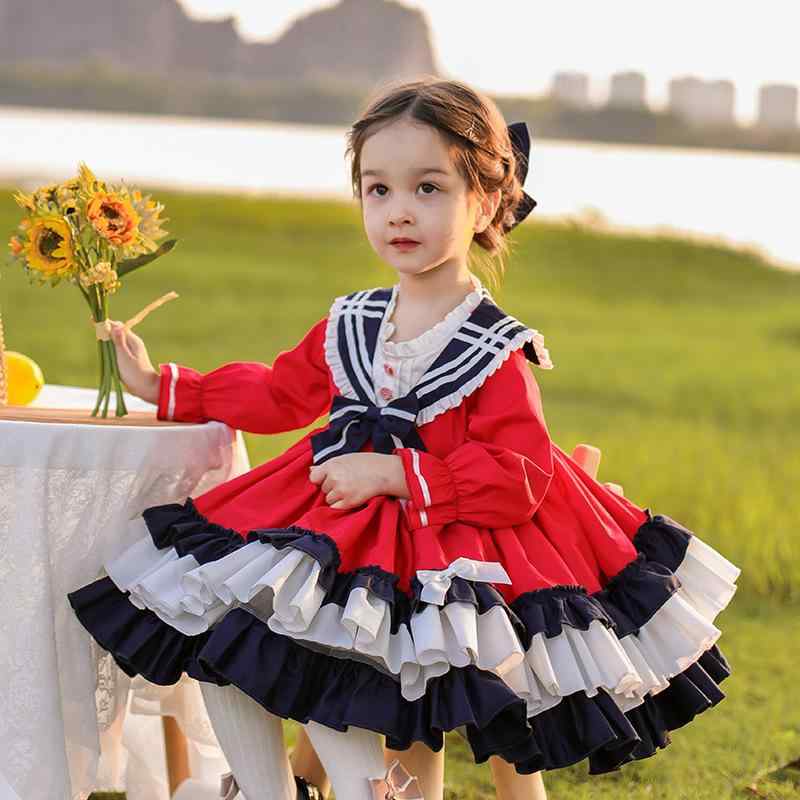 ワンピース 女の子 キッズ 子供服 ロリータ スクール風 プリンセス 長袖 綿 コットン 無地 秋冬 かわいい お出かけ 発表会 通園 赤 幼児 70-130cm 清楚 上品 柔らかい 普段使い カジュアル ガーリー