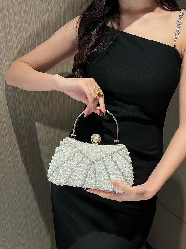 パーティーバッグ レディース ビーズ刺繍 ハンドメイド 高級感 レトロ チャイナドレス クラッチ 結婚式 二次会 披露宴 フォーマル エレガント パール ストライプ 上品 華やか 30代 ポリエステル 大人 おしゃれ