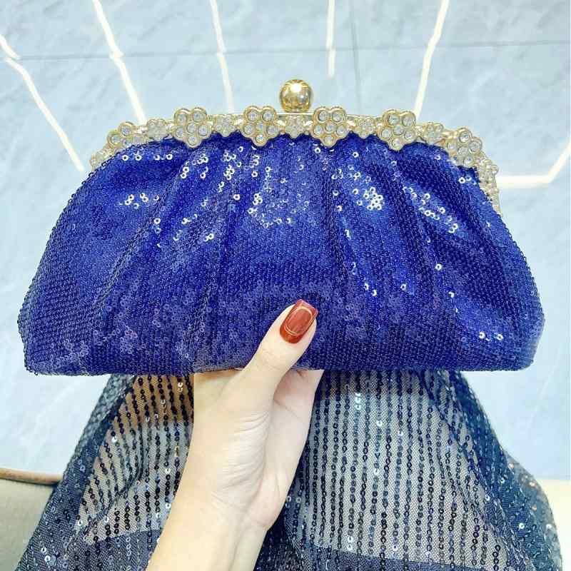 パーティーバッグ レディース クラッチ 鞄 手提げ 結婚式 二次会 披露宴 フォーマル 雲型 合皮 スパンコール ラインストーン チェーン 小さめ ミニ シンプル 高級感 上品 ブラック シルバー ピンク