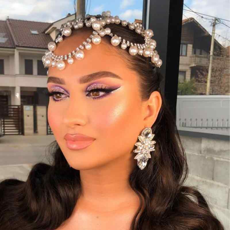ヘッドドレス レディース ヘアアクセサリー チェーン ウェディング 結婚式 披露宴 フラワー パール ラインストーン ビジュー エスニック シルバー ゴールド 電気メッキ加工 春夏 上品 髪飾り 華やか フォーマル
