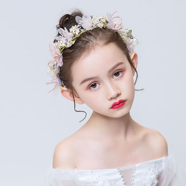 花冠 女の子 キッズ ヘアアクセサリー 髪飾り ヘッドドレス カチューシャ フラワー 蝶々 パール 韓国 ..