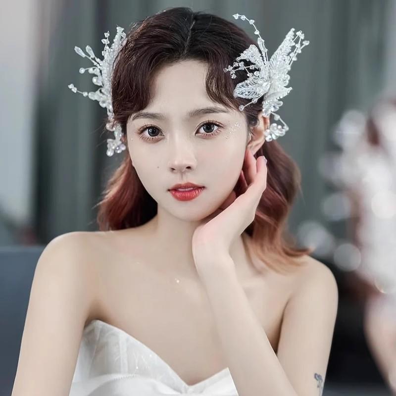 ヘアアクセサリー レディース 髪飾り ヘッドドレス ブライダル ウェディング 結婚式 花嫁 クリップ ハ..