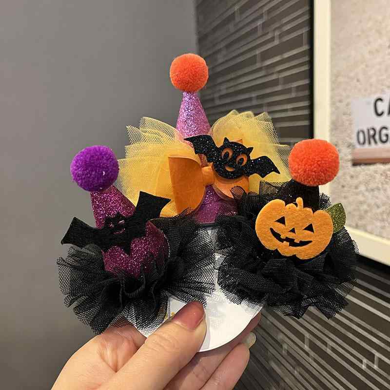 ヘアアクセサリー キッズ 女の子 男の子 ハロウィン 魔女 ゴースト 帽子 ドクロ 髪留め 髪飾り 仮装 コ..
