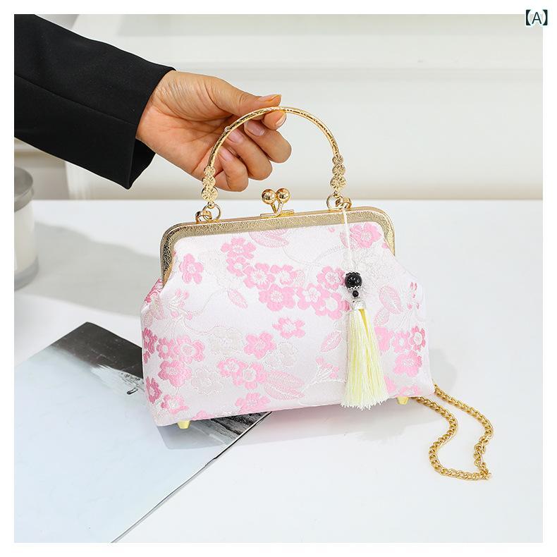 ハンドバッグ レディース ショルダー クラッチ 手提げ 斜めがけ 鞄 刺繍 チャイナ...