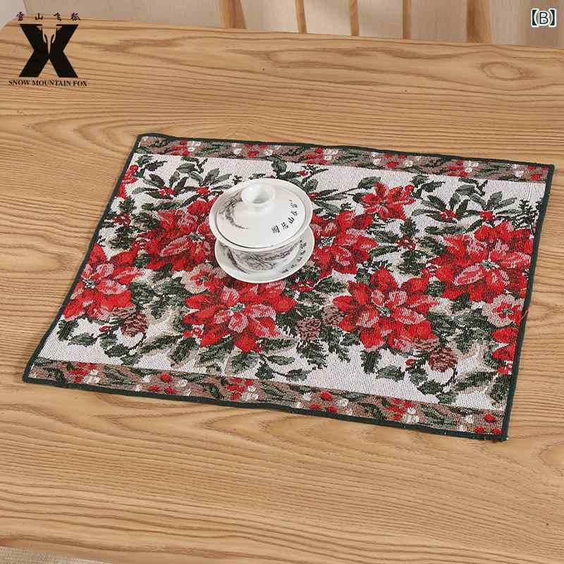 フロントップ楽天市場店のランチョンマット クリスマス 雪だるま 刺繍 欧米風 プレースマット テーブルマット キッチン雑貨 汚れ防止 リネン風 洗える ポリエステル 綿混 スノーマン 秋冬 ホームパーティー イベント 食卓 かわいい おしゃれ 高級感｜アングル2