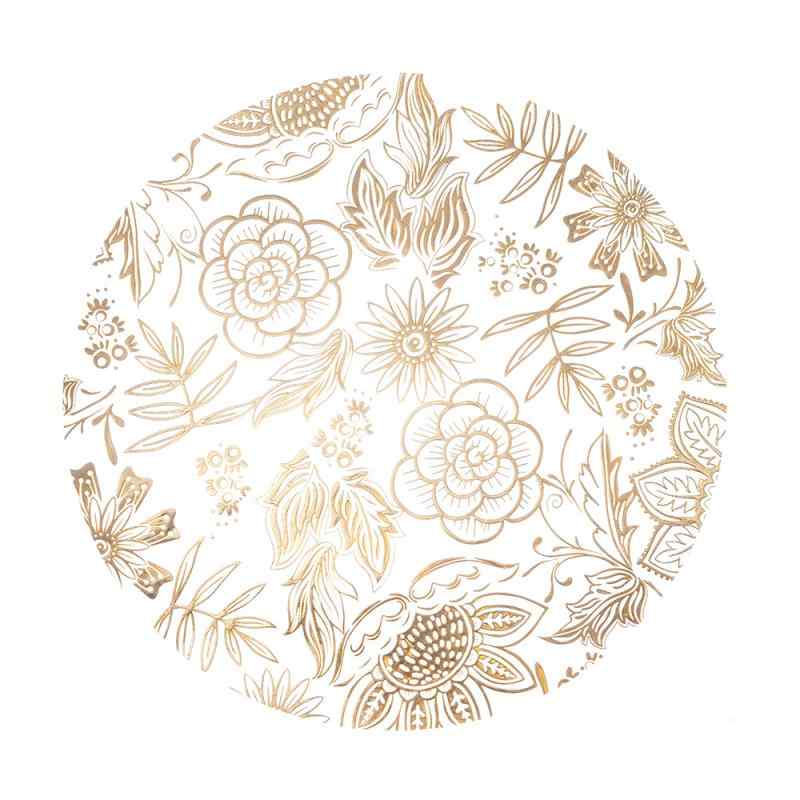 ランチョンマット 円形 ラウンド 花柄 フラワー PVC素材 クリア 透明 防水 断熱 耐熱 防汚 高級感 おしゃれ かわいい モダン シンプル 北欧風 ダイニング 食卓 インテリア ゴールド シルバー 撮影小道具 敷物 撥水 水洗い 滑り止め キッチン