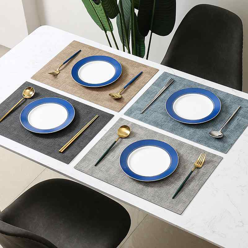 ランチョンマット メンズ レディース 北欧風 レザー 防水 耐熱 高級感 おしゃれ シンプル 無地 四角 スクエア 食卓敷き レストラン ホテル 家庭用 黒 ベージュ ネイビー 合皮 お手入れ簡単 インテリア モダン シック