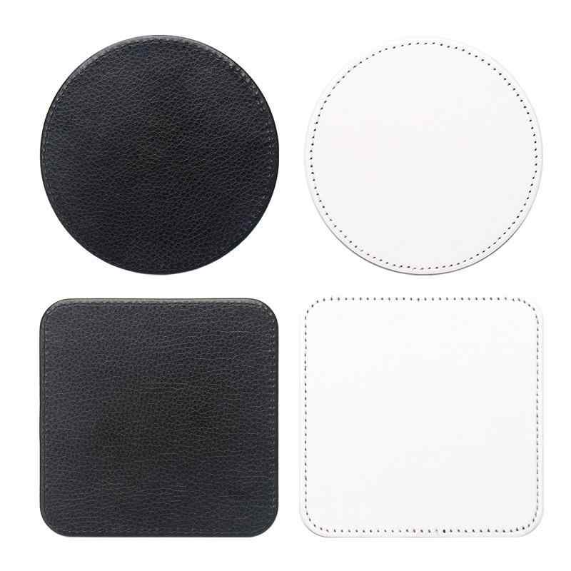 コースター メンズ レディース カップマット PUレザー 合成革 熱転写 昇華プリント用素材 ハンドメイド 土台 無地 シンプル 丸型 ラウンド スクエア 高級感 撥水 防汚 キッチン雑貨 インテリア カフェ
