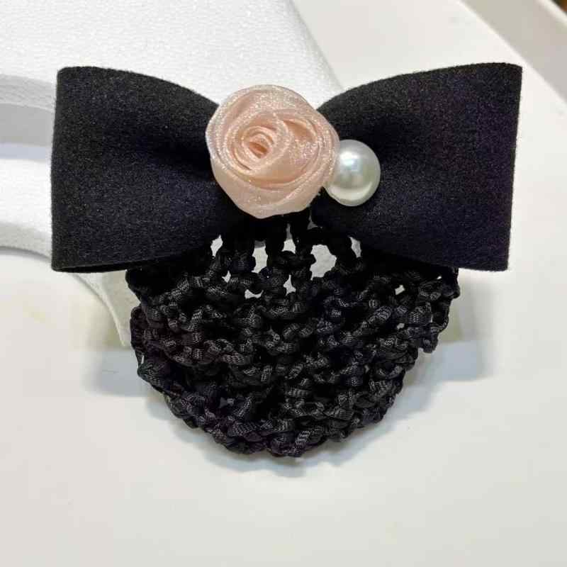 バレッタ レディース シニヨンネット ヘアアクセサリー 髪飾り ベルベット 薔薇 ロ...