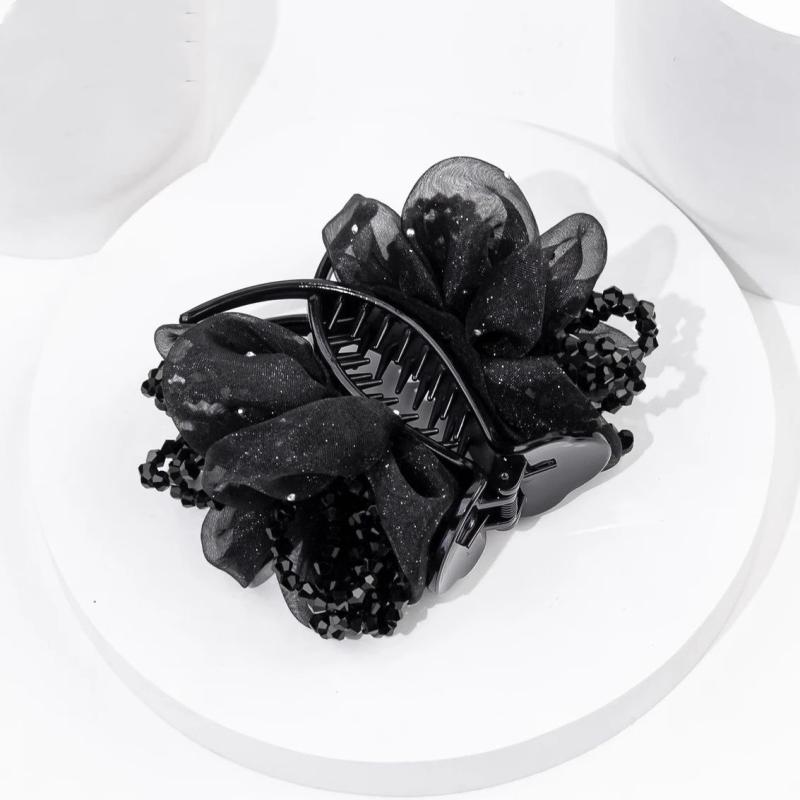 ・素材: プラスチック、樹脂・スタイル: シンプル、フェミニン、日韓風・加工: ハンドメイド・カテゴリ: ヘアアクセサリー・タイプ: バンスクリップ・モチーフ: チューリップ、フラワー・カラー: ブラック・対象: レディース