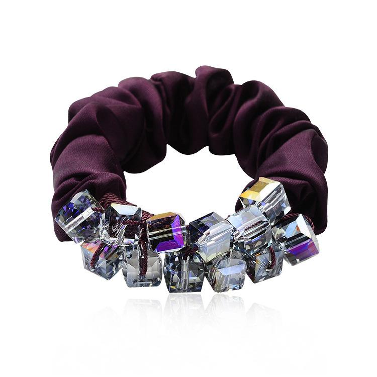 シュシュ レディース ヘアゴム アクセサリー 髪飾り ポニーテール アレンジ ビーズ 水晶 クリスタル キ..