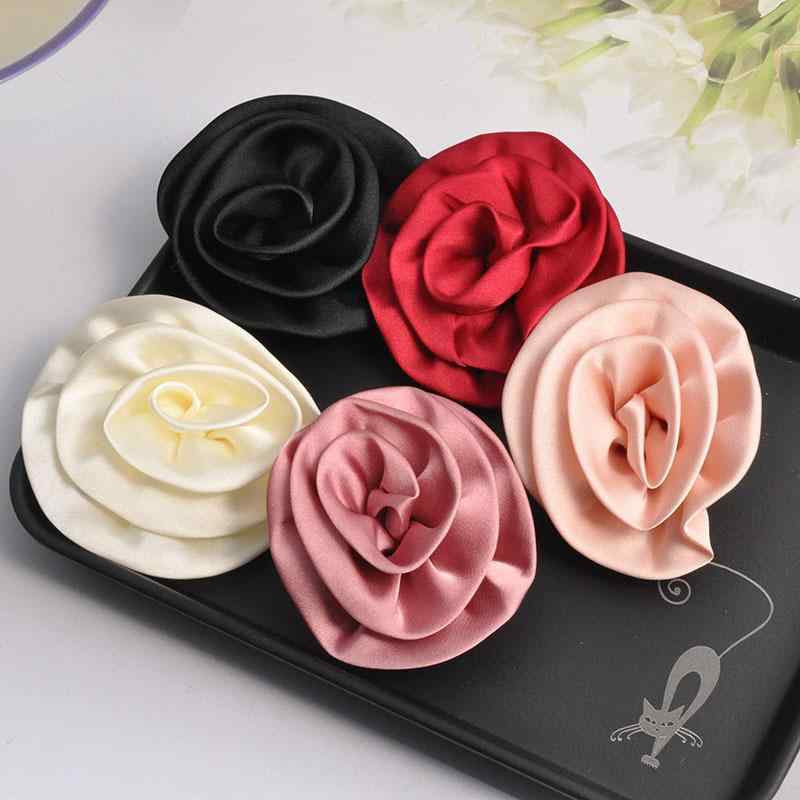 コサージュ レディース 髪飾り 布製 7.5cm ツバキ カメリア 薔薇 花 シューズクリップ ブローチ ハンド..