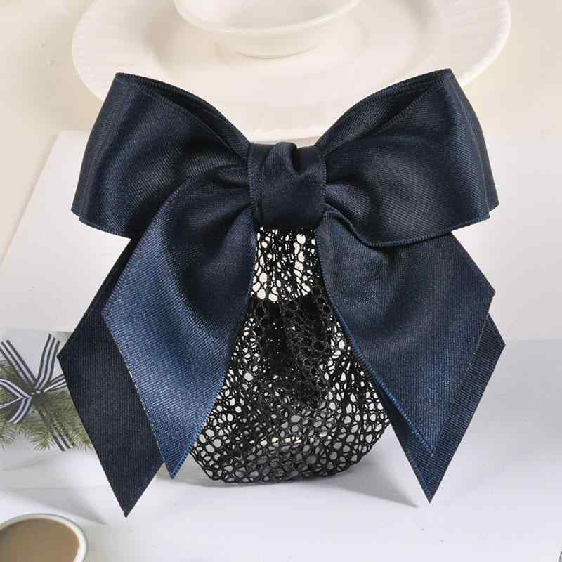 シニヨンネット レディース リボン 髪留め バレッタ ヘアアクセサリー お団子ネット ヘアネット 接客 ..