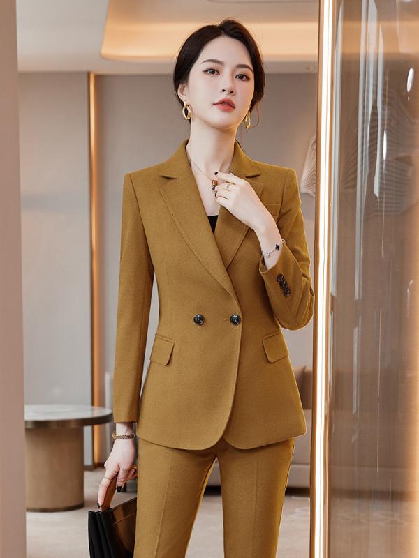 Rakuten - パンツスーツ レディース 女性用 セットアップ テーラードジャケット スラックス 秋冬 通勤 オフィス ビジネス 高級感 上品 エレガント きれいめ 無地 オリーブ カーキ モスグリーン ポリエステル 長袖