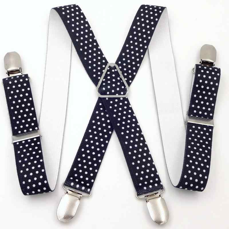 サスペンダー キッズ 男の子 女の子 ベビー 春夏 ドット柄 水玉 ズボン吊り ゴム 4クリップ X型 サイズ調節可能 フォーマル お受験 七五三 結婚式 伸縮性 軽量 幼児 ブラック ホワイト ネイビー ジャガード