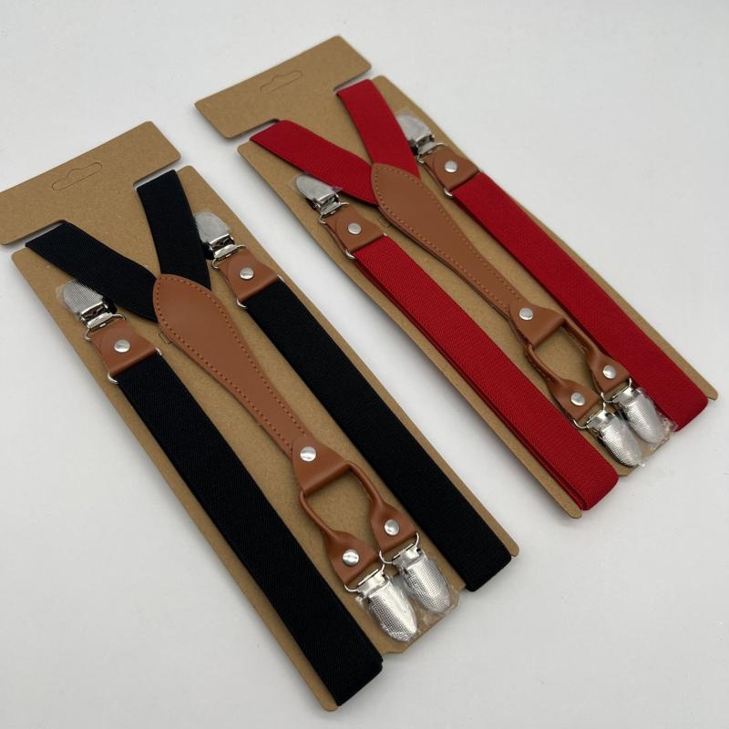 サスペンダー メンズ レディース 吊りバンド ズボン吊り 4クリップ X型 伸縮性 2.5cm幅 ポリエステル ビジネス フォーマル カジュアル 春夏 高級感 軽量 調節式 ブラック ワインレッド ダークグレー