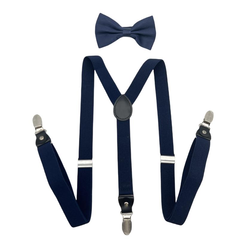 サスペンダー メンズ レディース 蝶ネクタイ 吊りバンド ポリエステル レザー 伸縮性 3クリップ Y型 幅2.5cm 長さ調節 フォーマル 結婚式 パーティー ブラック ネイビー ボルドー 春夏 大人用 高級感