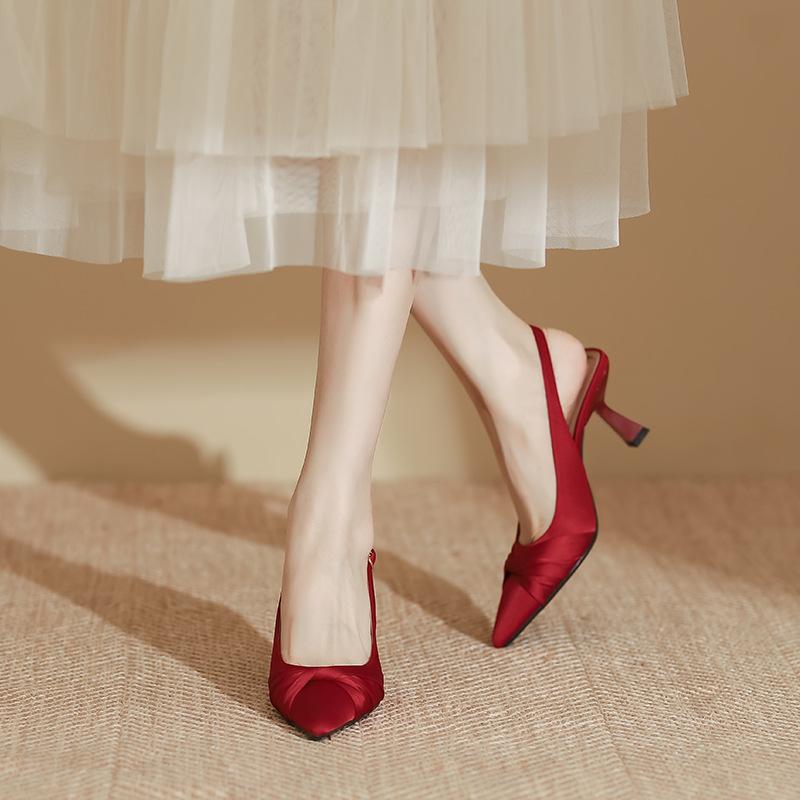 シープスキンヒールサンダル