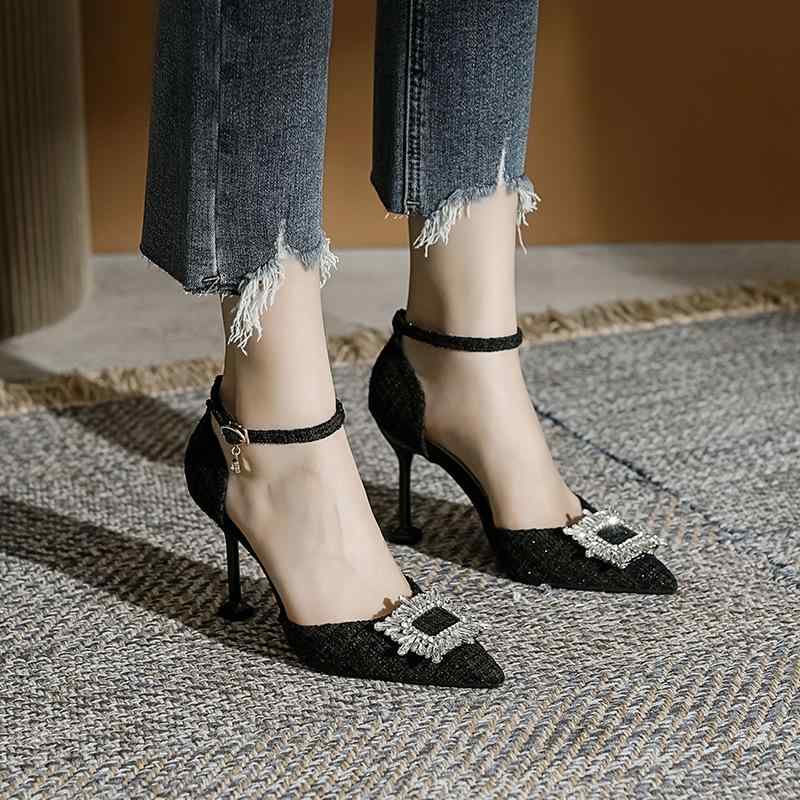 パンプス レディース ポインテッドトゥ バックル ピンヒール メッシュ 通気性 サイドオープン セパレート 5cm 7cm 9cm 通勤 オフィス 普段使い きれいめ 美脚 疲れにくい ブラック ベージュ 30代 春夏