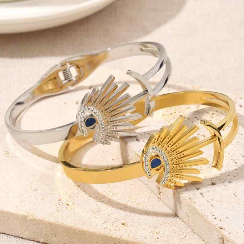 ブレスレット レディース バングル 悪魔の目 イーブルアイ 幸運 お守り チタンスチール ステンレス 金..