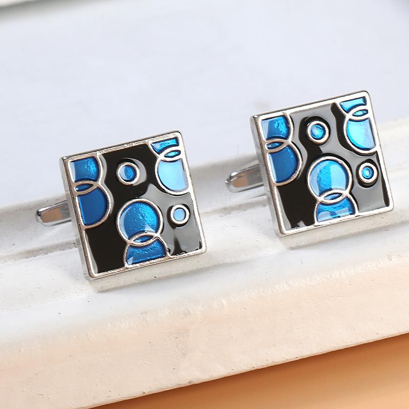 Tie Pins - カフスボタン メンズ レディース 亜鉛合金 エナメル塗装 バブル模様 スクエア フレンチスタイル ビジネス フォーマル 結婚式 スーツ 紳士服 ワイシャツ アクセサリー 正方形 ドット柄 高級感 ゴールド シルバー