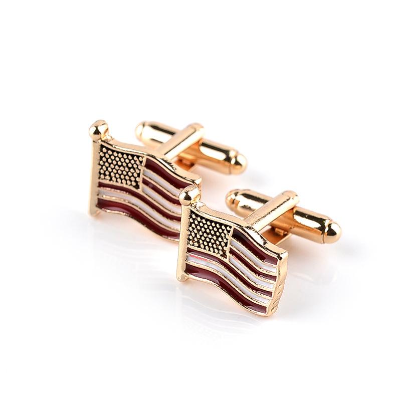 カフスボタン メンズ レディース アメリカ国旗 星条旗 ウェーブ 合金 電気メッキ加工 ラインストーン ジルコニア シルバー エナメル シンプル ビジネス スーツ 紳士服 通勤 結婚式 パーティー ドレスシャツ 高級感