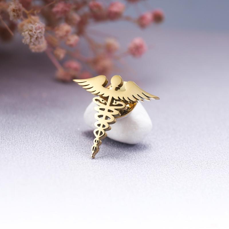 ブローチ メンズ レディース ステンレス 蛇 ヘビ ヘルメスの杖 カドゥケウス ラペルピン 高級感 アクセサリー 電気メッキ加工 個性的 スーツ シャツ 結婚式 フォーマル ビジネス シルバー ゴールド ブラック 秋冬