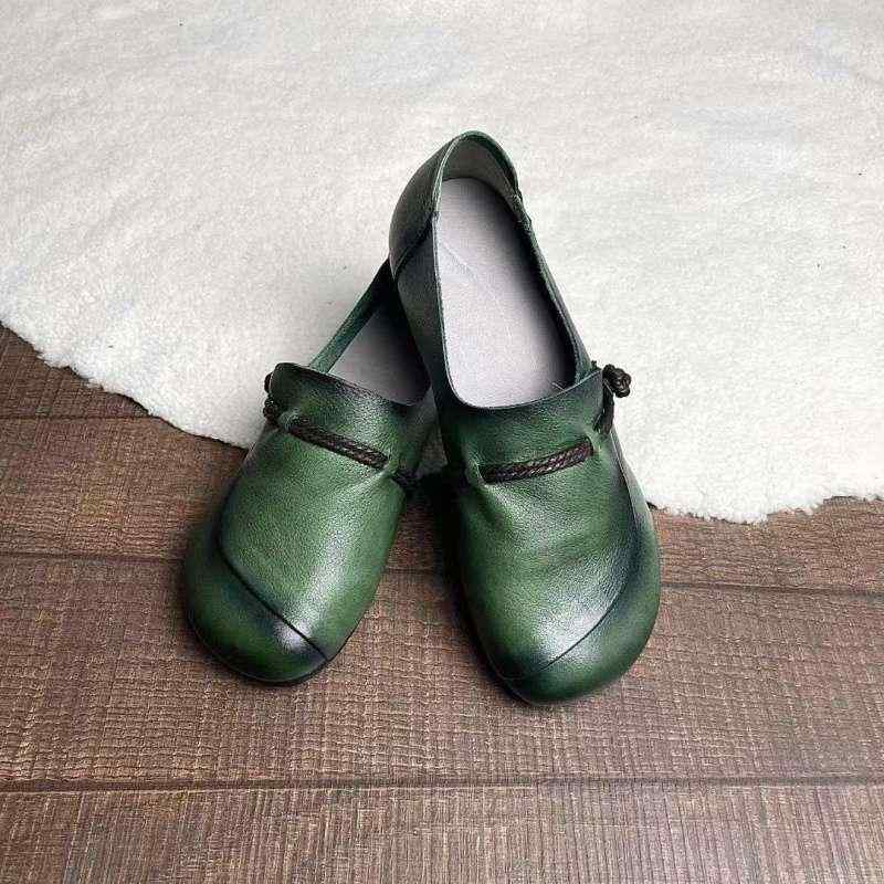 フラットシューズ レディース 40代 パンプス ぺたんこ靴 ローヒール 柔らかい ハンドメイド レトロ エスニック風 滑り止め 歩きやすい 普段使い お出かけ ブラック ブラウン グリーン 春夏 軽量 高級感