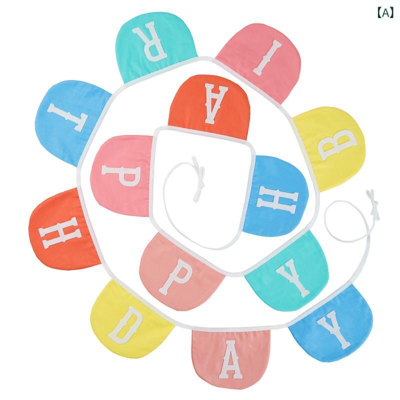 ガーランド 男の子 女の子 誕生日 パーティー キャンプ ハッピーバースデー 半円 綿 バナー カラフル ..