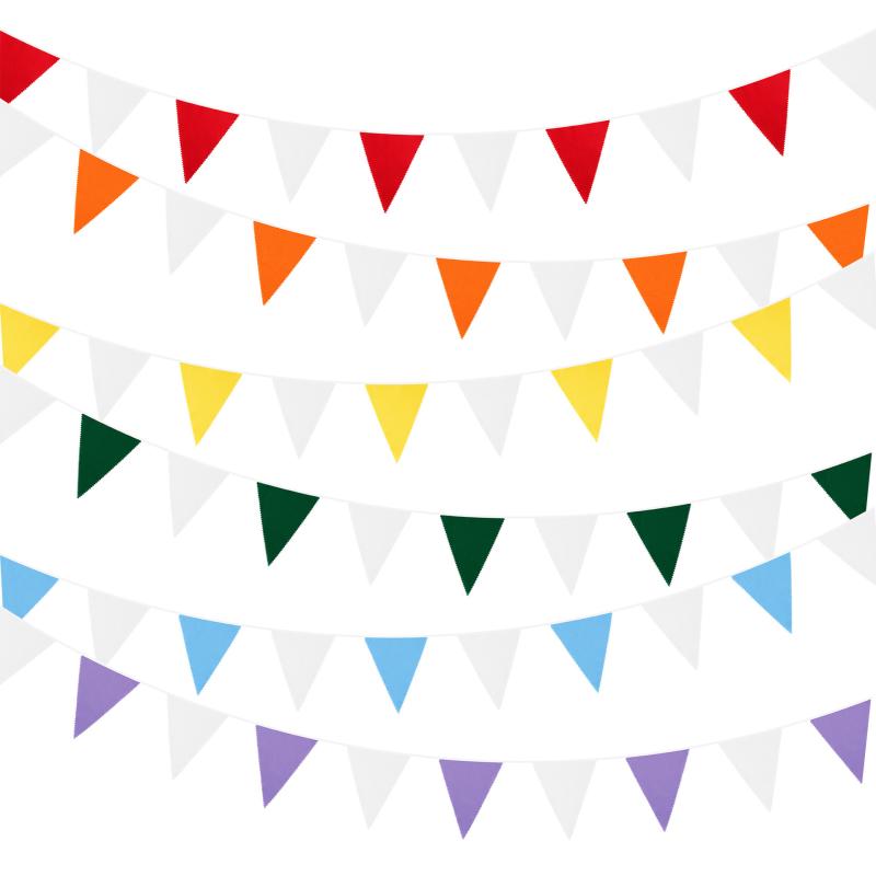 ガーランド 男の子 女の子 綿 コットン 三角旗 グラデーション 波模様 無地 12m 誕生日 パーティー 結..